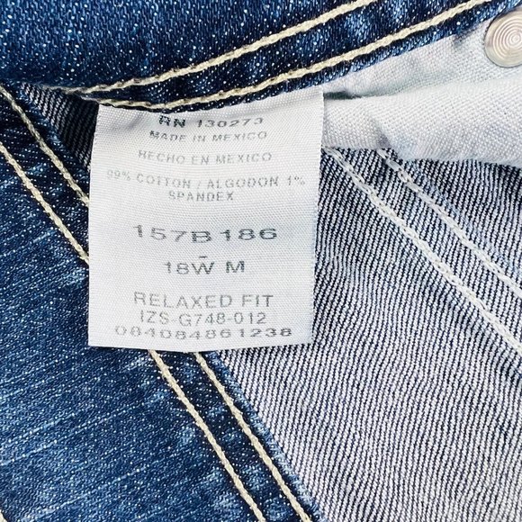 Riders by Lee Relaxed Tapered Womens Jeans Plus Size 18W M Stretch Dark Wash - Picture 4 of 10